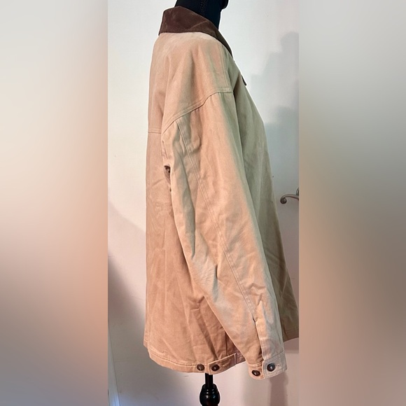 unisex camel cotton brown suede collar barn jacket quilted lining medium - Picture 4 of 7